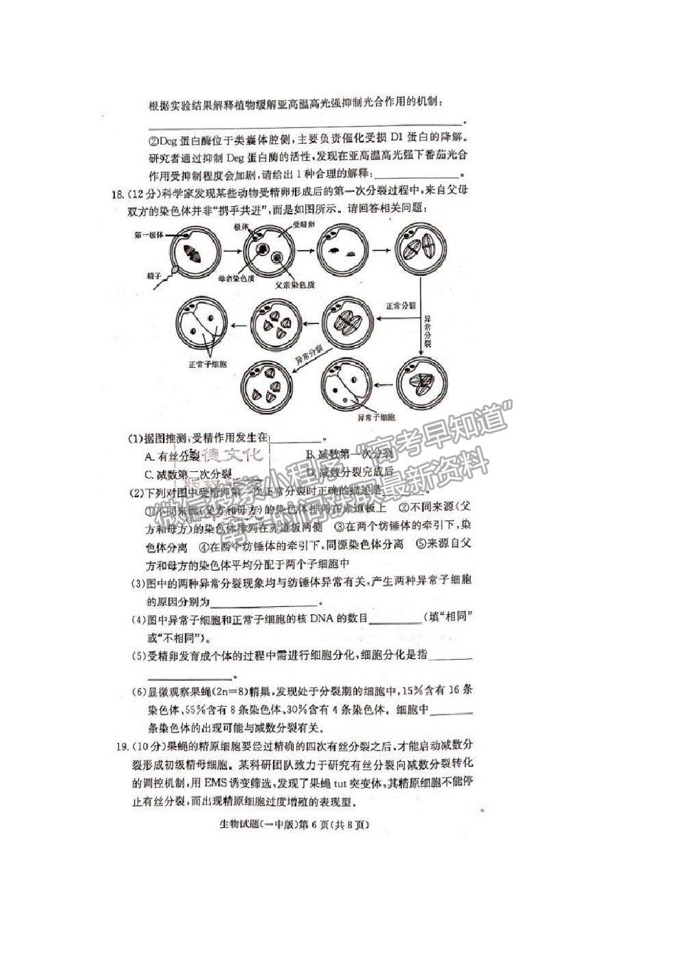 2021長(zhǎng)沙一中高三上學(xué)期月考卷（一）生物試題及答案