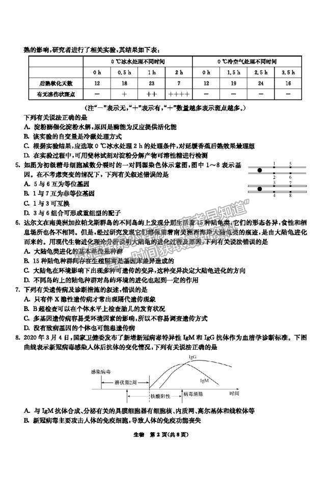 2021河北五個(gè)一名校聯(lián)盟高三二診生物試題及參考答案