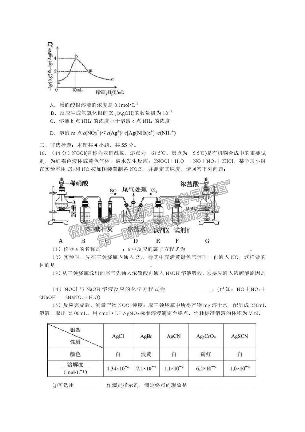 2021湖北省黃岡中學高三適應性考試化學試題及參考答案