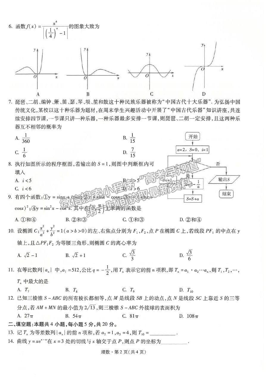 2021昆明一中高三第七次仿真模擬考試?yán)頂?shù)試題及參考答案