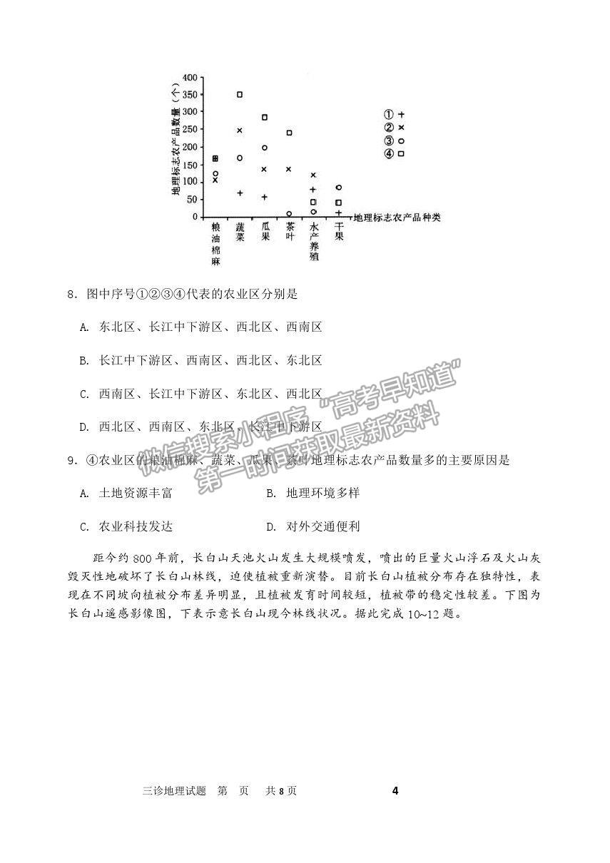 2021重慶市長壽中學校高三5月考前模擬地理試題及參考答案