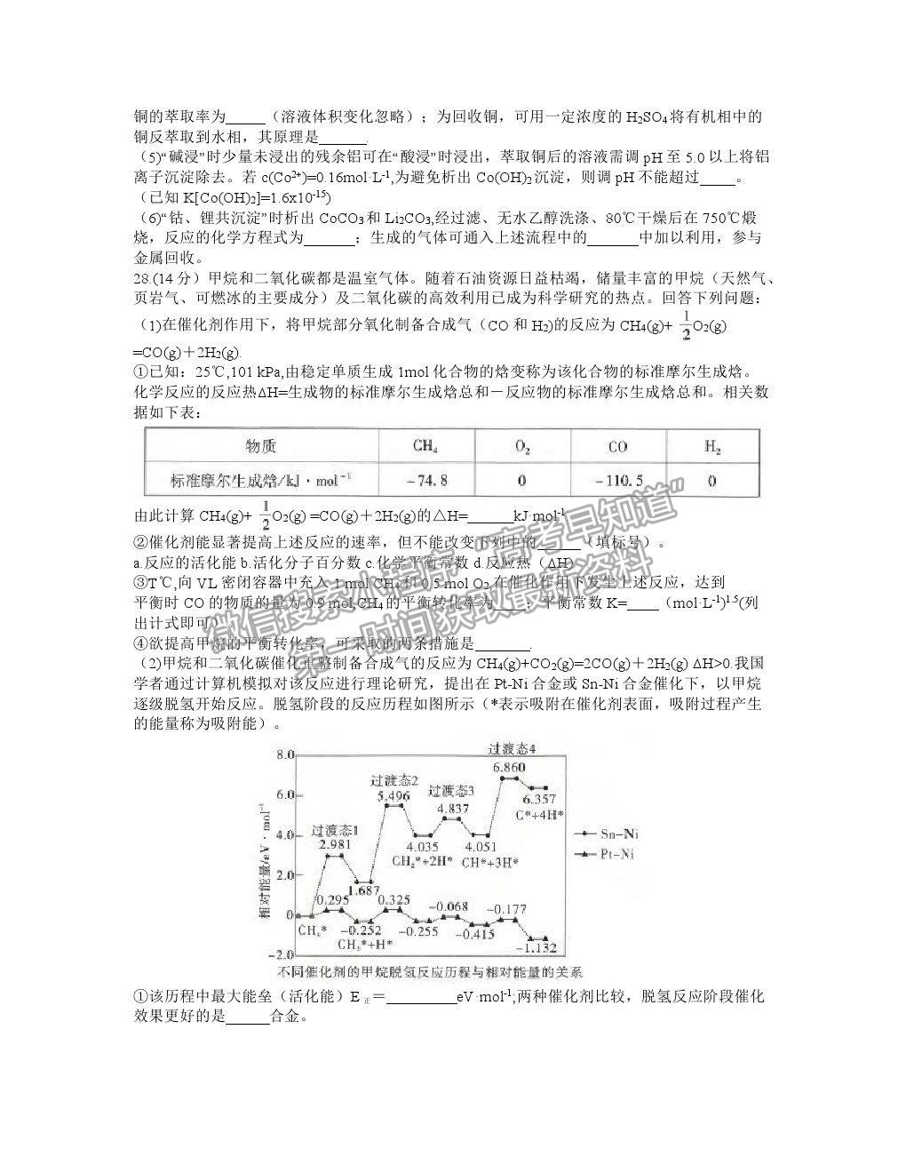 2021昆明一中高三第七次仿真模擬考試?yán)砭C試題及參考答案