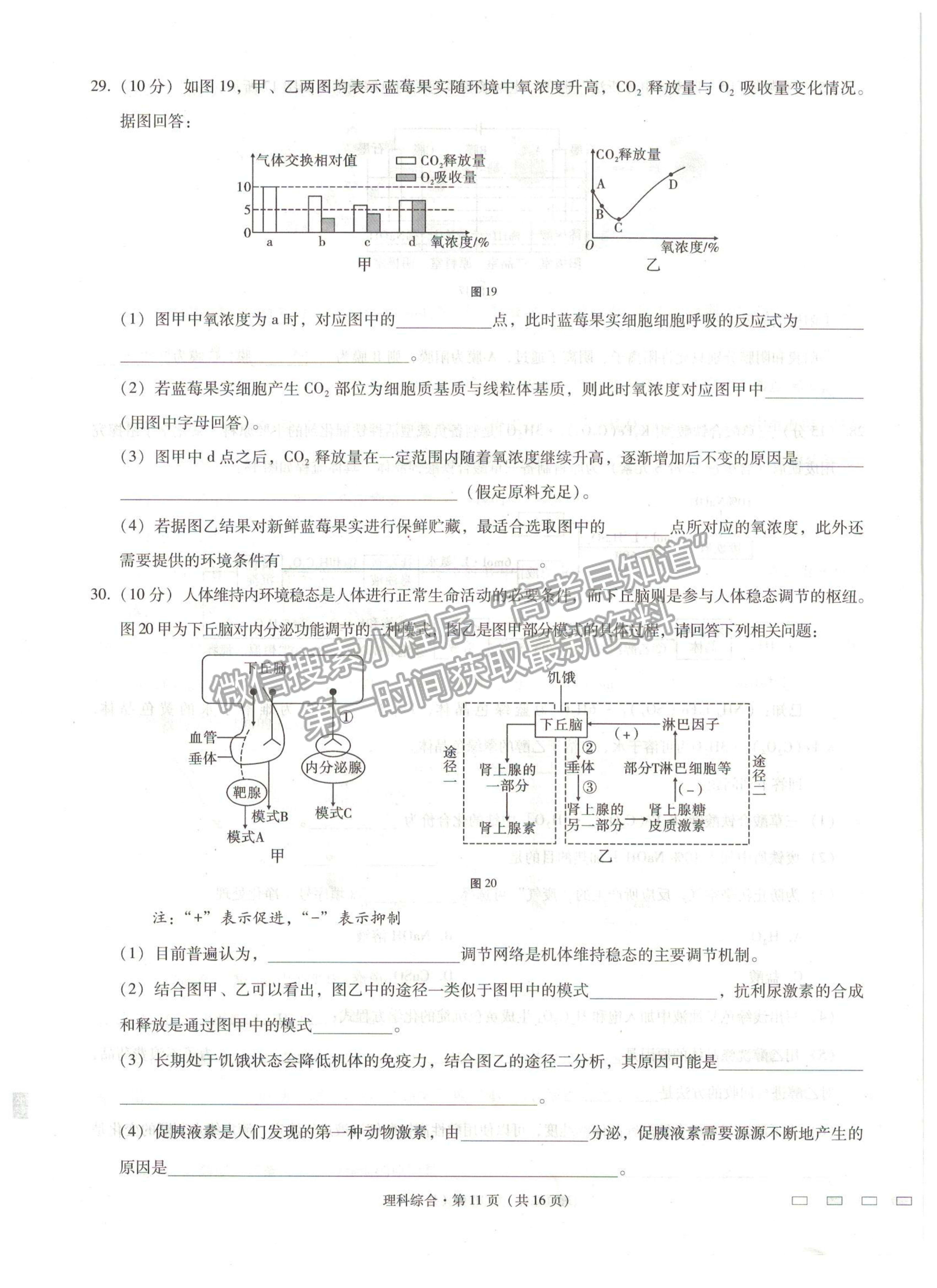 2021貴陽一中高考適應性月考（五）理綜試題及參考答案