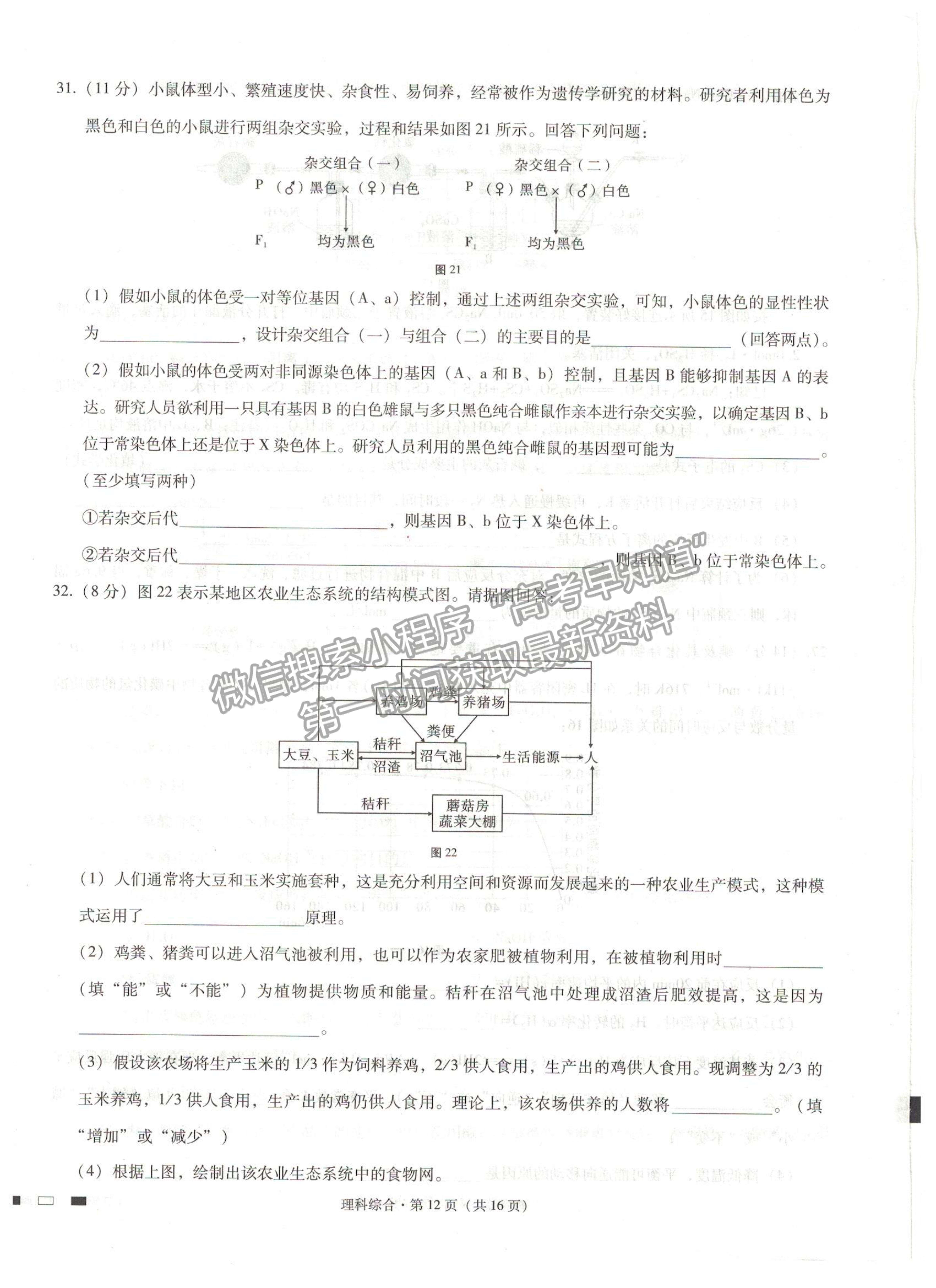 2021貴陽一中高考適應性月考（五）理綜試題及參考答案