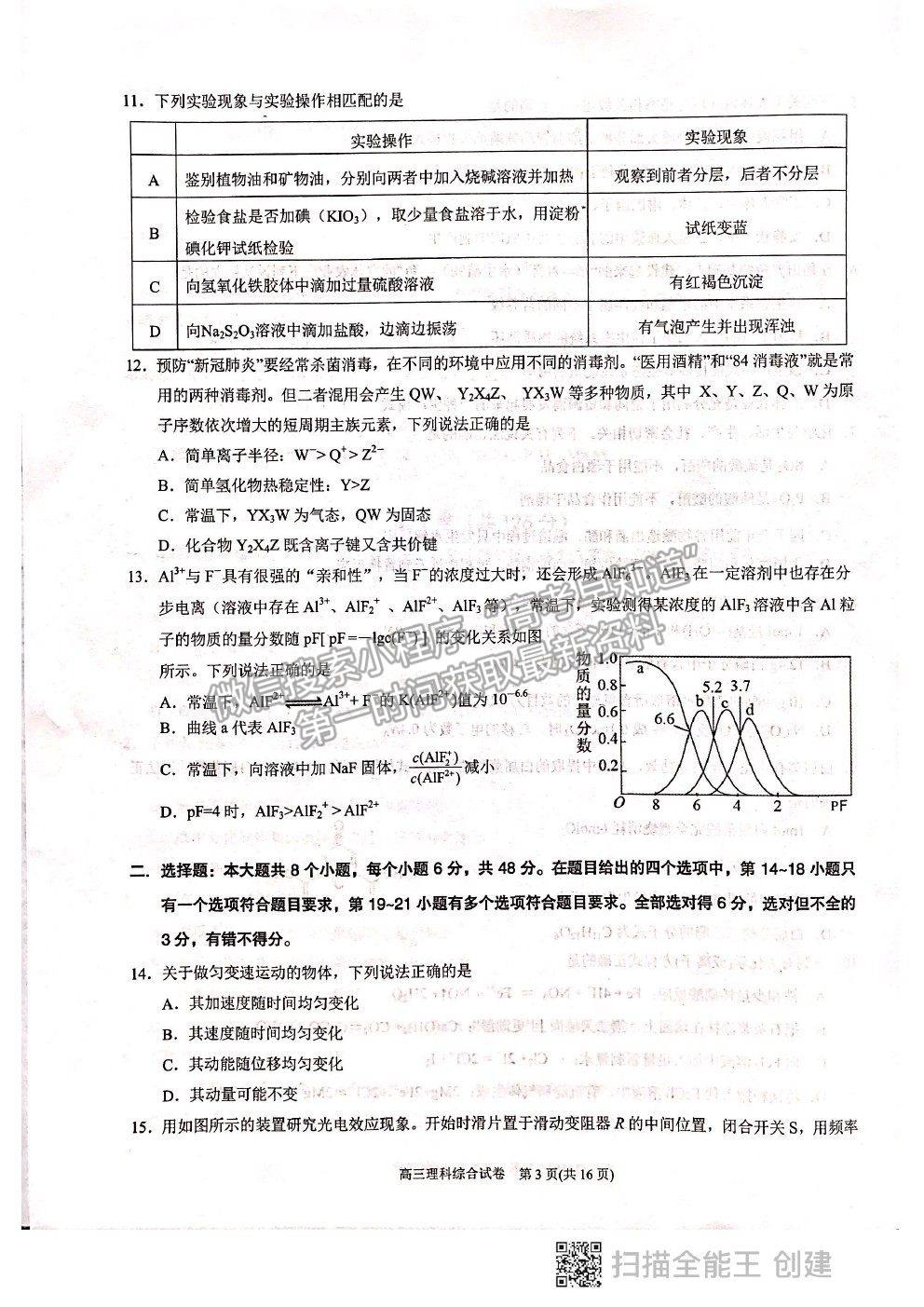 2021貴州省凱里一中高三模擬考試《黃金二卷》理綜試題及參考答案