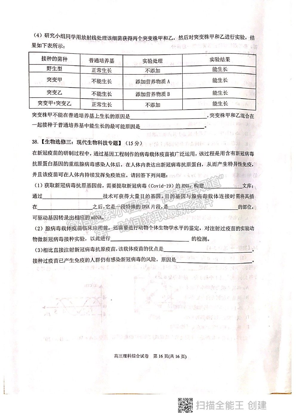 2021貴州省凱里一中高三模擬考試《黃金一卷》理綜試題及參考答案