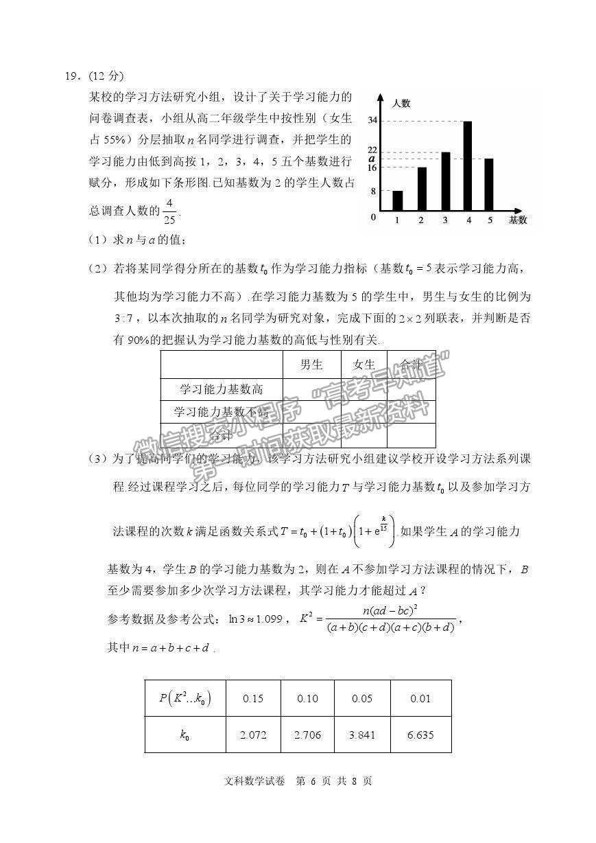 2021內(nèi)蒙古赤峰市高三4.20模擬考試文數(shù)試題及參考答案