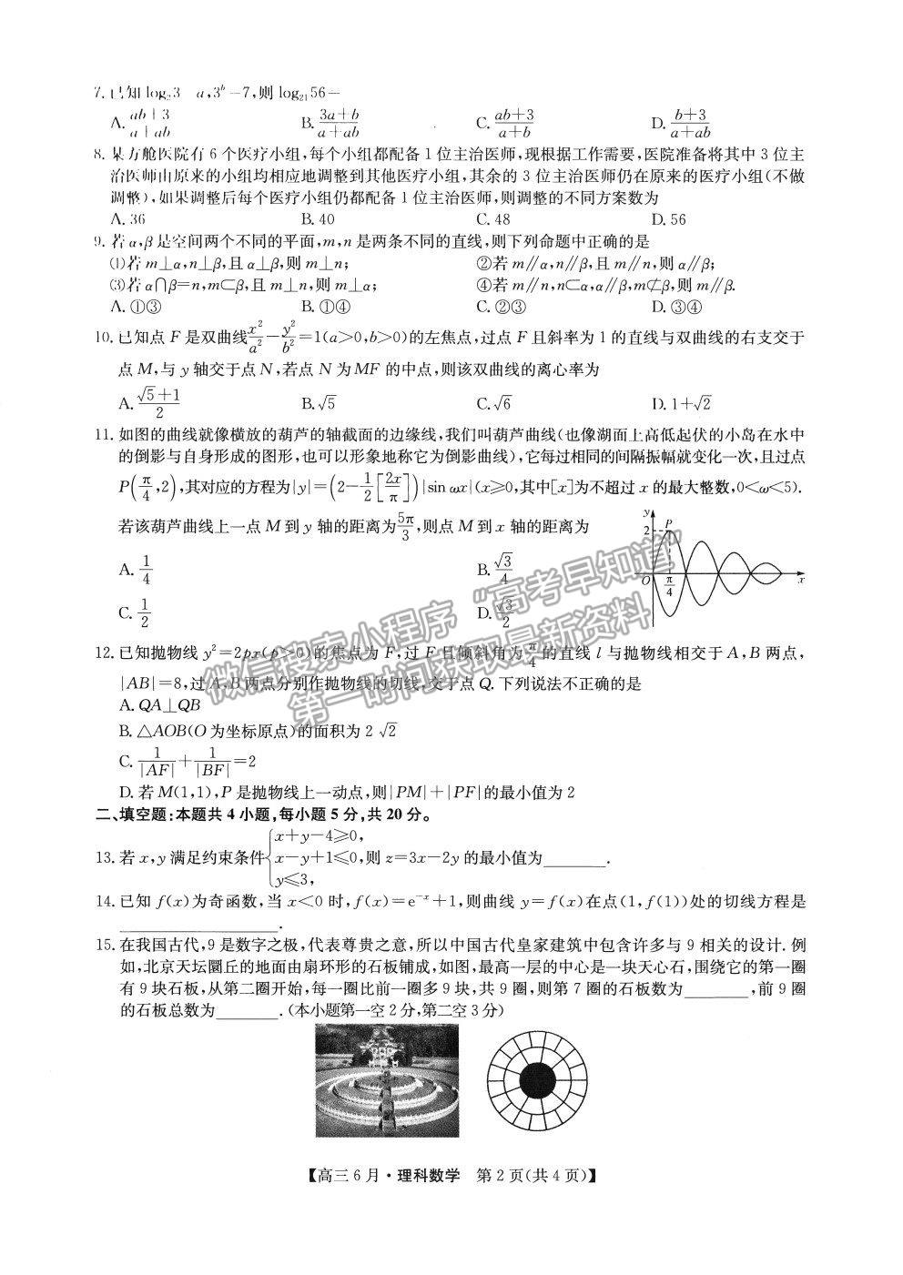 2022安徽省合肥六中高三6月月考理數(shù)試題及參考答案