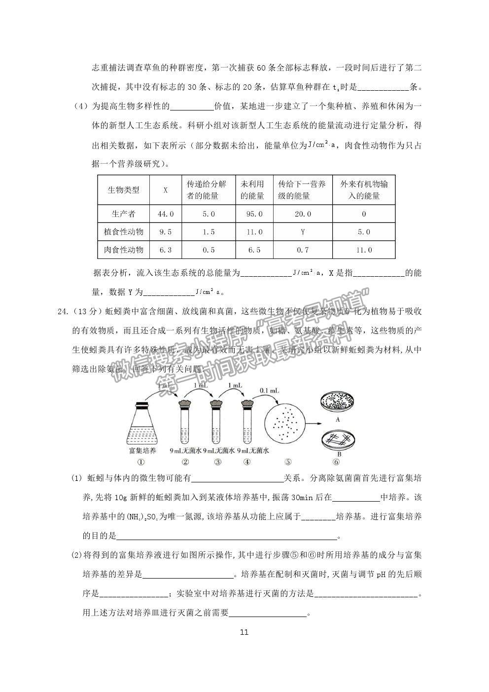 2021江蘇省連云港市高三考前模擬（一）生物試題及答案