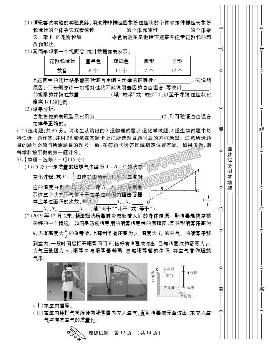 2021榆林高三一模文綜試題及參考答案（已完結） 2021榆林高三一模理綜試題及參考答案