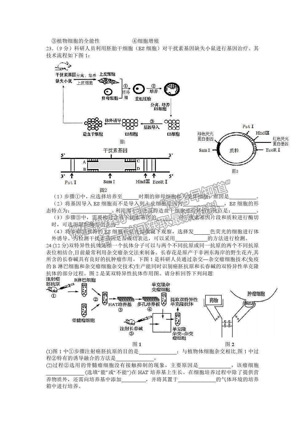 2021揚(yáng)州市江都區(qū)大橋高級(jí)中學(xué)高二下學(xué)期學(xué)情檢測(cè)（二）生物試題及參考答案