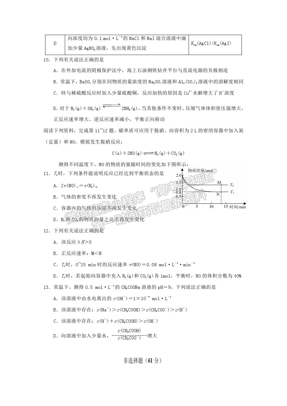 2021揚州市江都區(qū)大橋高級中學高二下學期學情檢測（一）化學試題及參考答案