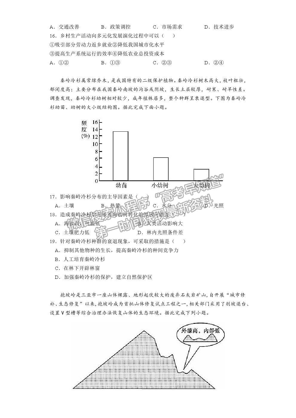 2021揚州市江都區(qū)大橋高級中學(xué)高二下學(xué)期學(xué)情檢測（二）地理試題及參考答案