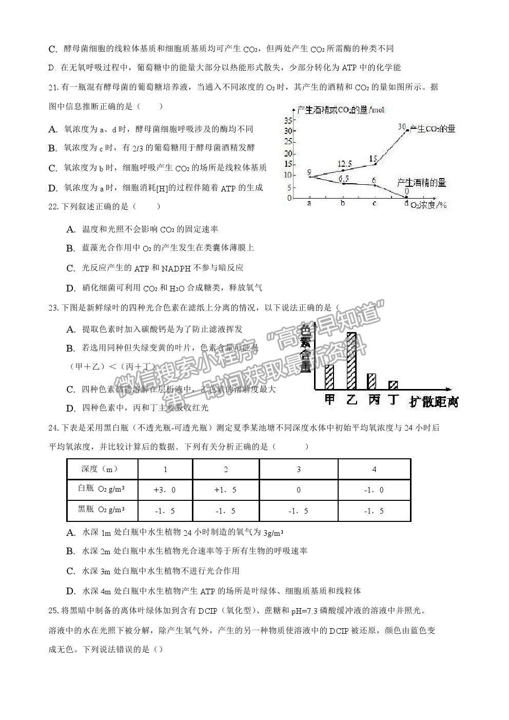 2021重慶市清華中學(xué)校高一下學(xué)期第一次月考生物試題及參考答案