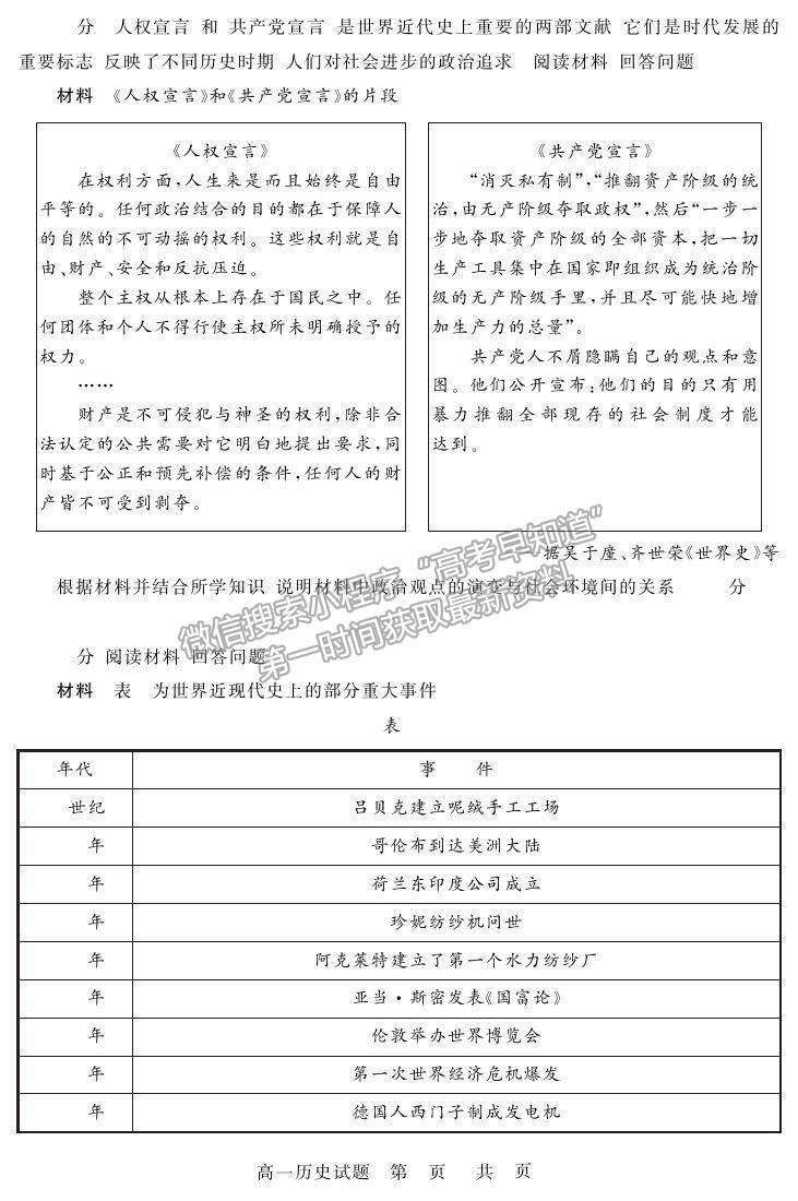 2021山東省濟南市高一下學期期末考試歷史試題及參考答案