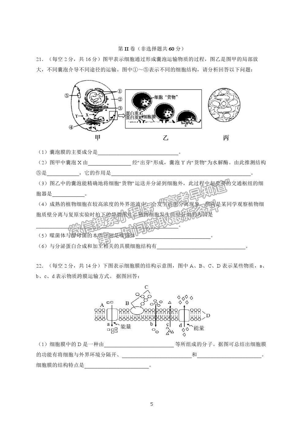 2022重慶市清華中學(xué)高三7月月考生物試題及參考答案