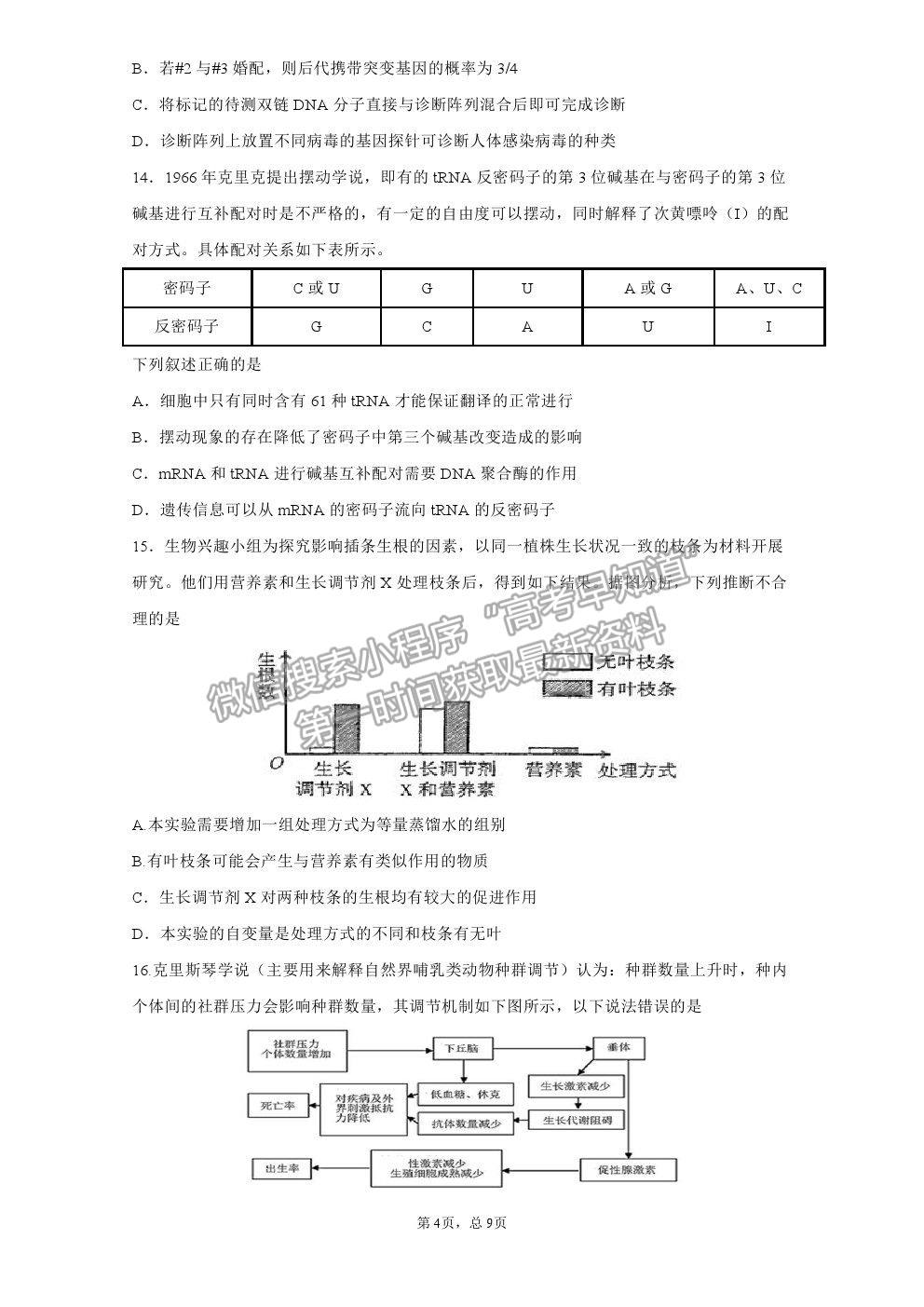 2021莆田一中高考模擬預(yù)測(cè)生物試題及參考答案