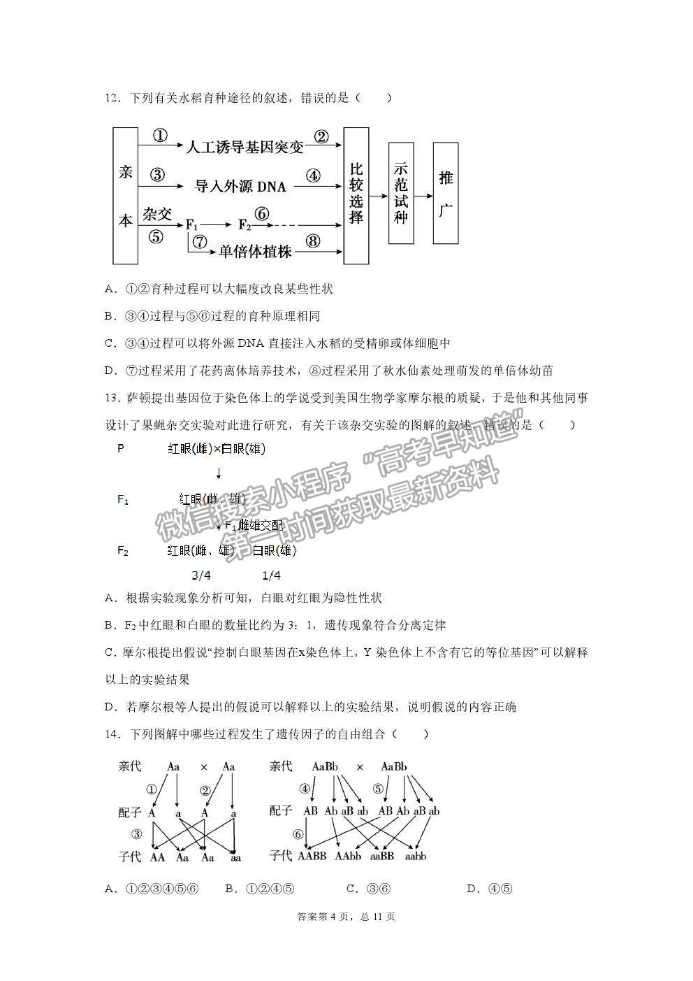 2021安徽省肥東縣二中高二下學(xué)期期末考生物試題及參考答案