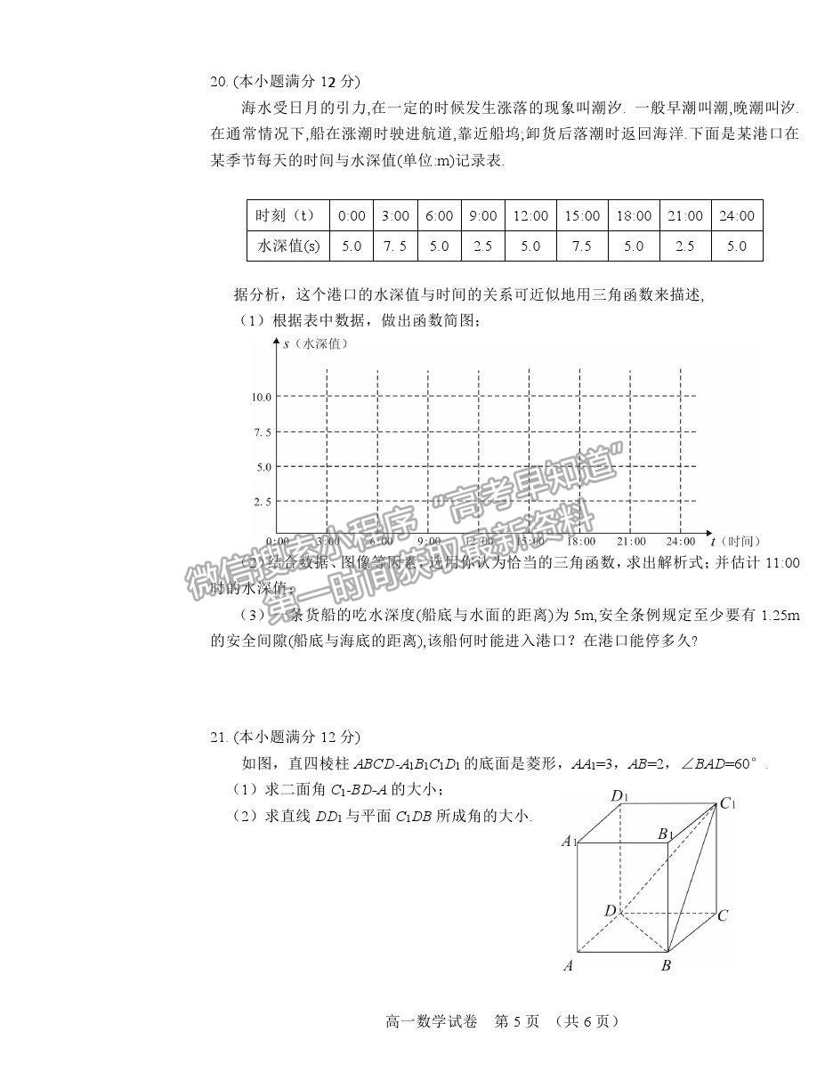 2021葫蘆島市高一下學期期末學業(yè)質量監(jiān)測考試數(shù)學試題及參考答案