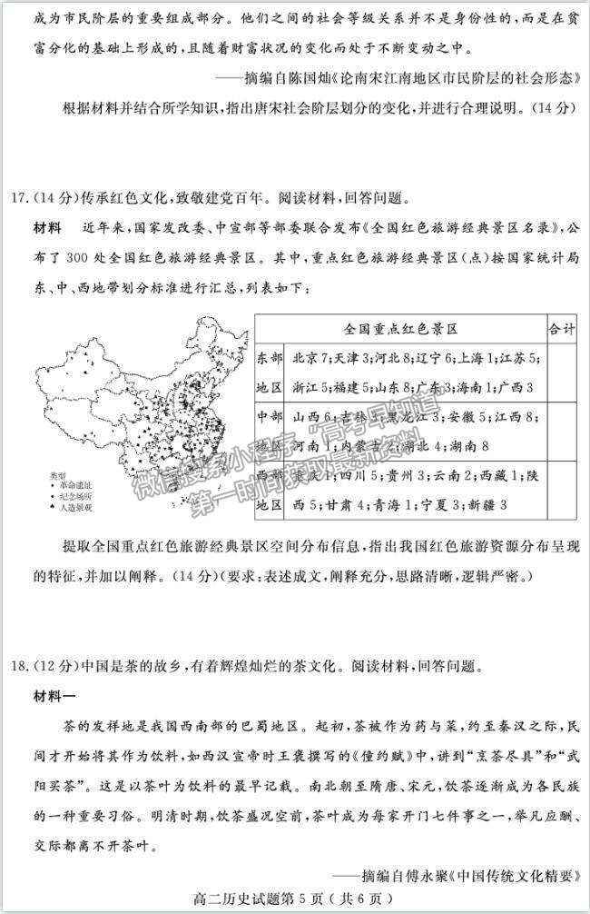 2021濟寧市高二下學期期末考歷史試題及參考答案