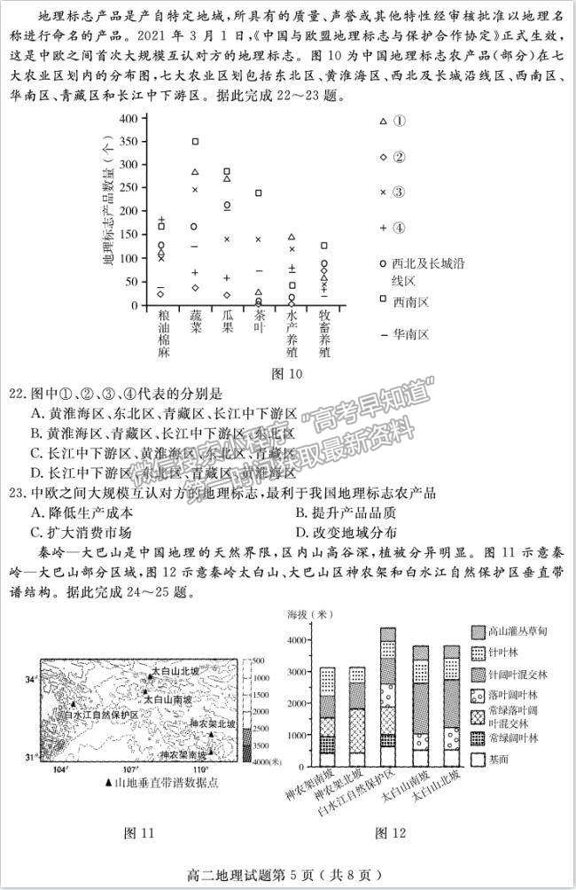 2021濟(jì)寧市高二下學(xué)期期末考地理試題及參考答案