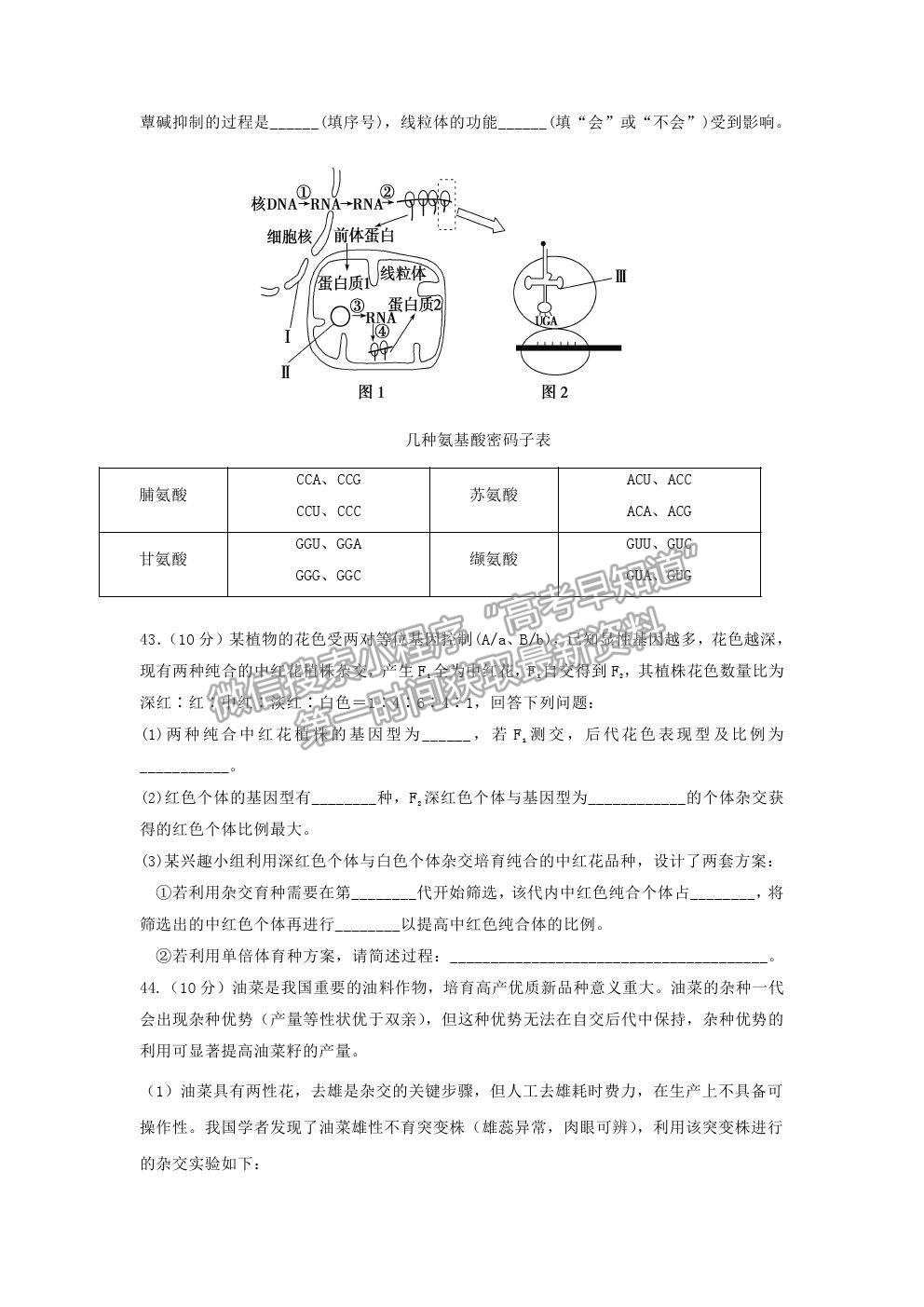 2021咸陽市實(shí)驗(yàn)中學(xué)高一下學(xué)期第三次月考生物試題及參考答案