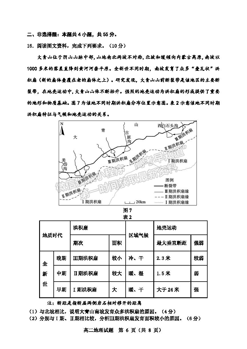 2021淄博市高二下學期期末考地理試題及參考答案