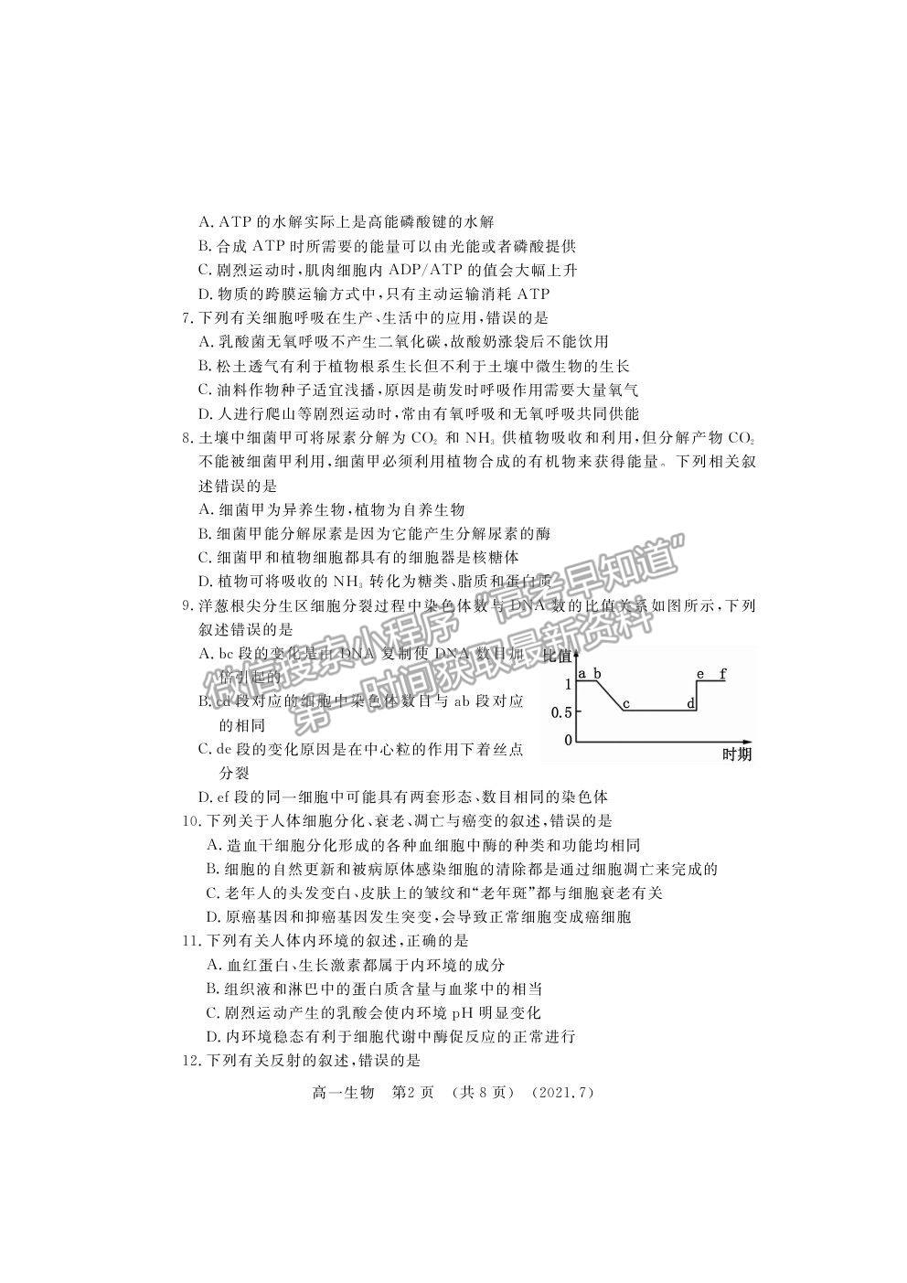 2021洛陽市高一下學期期末考生物試題及參考答案