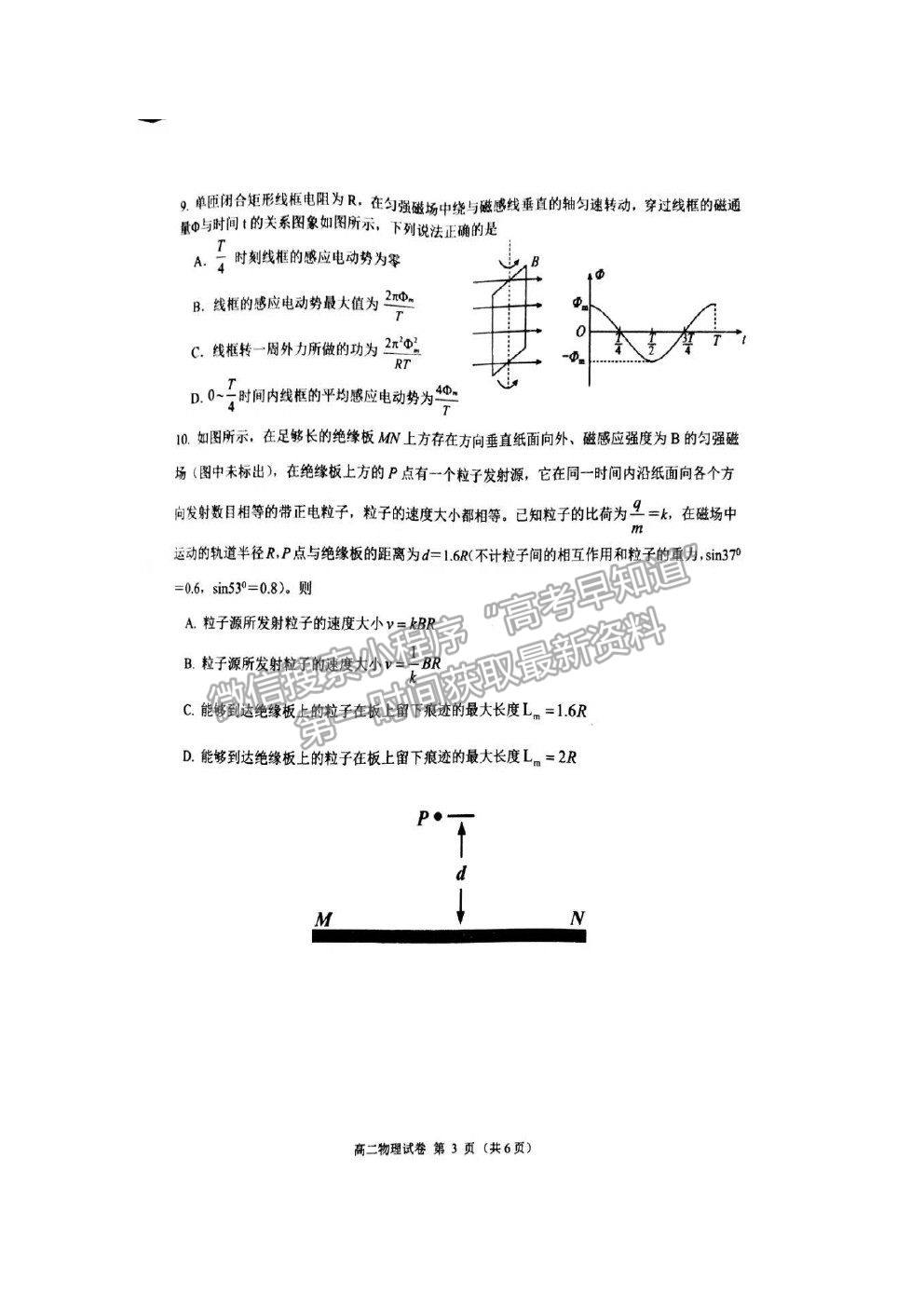 2021遼寧省錦州市高二下學(xué)期期末考試物理試題及參考答案