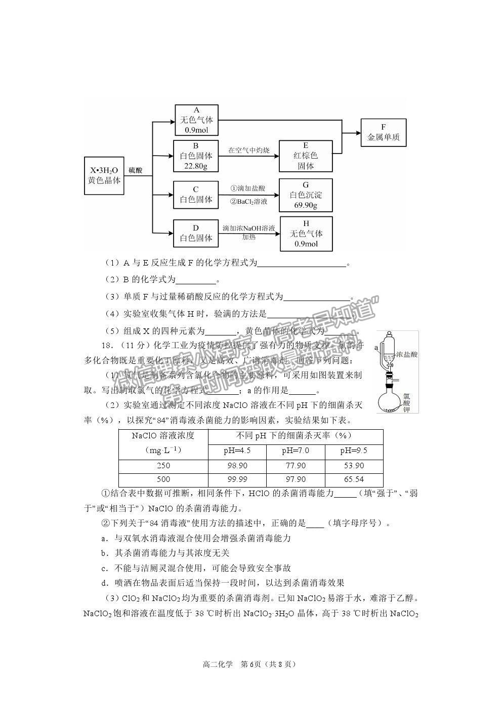 2021山東省煙臺市高二下學(xué)期期末考試化學(xué)試題及參考答案