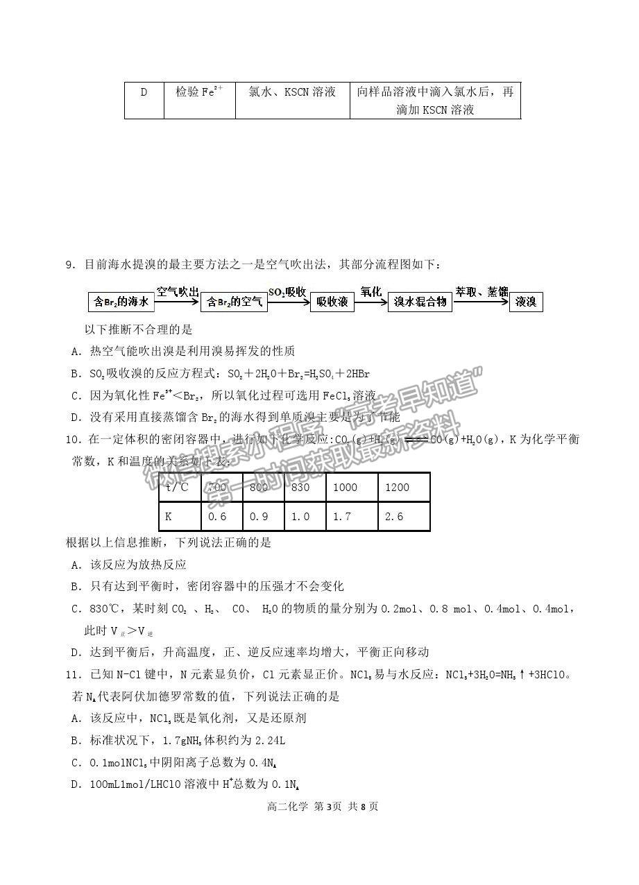 2021山東省濱州市高二下學期期末化學試題及參考答案