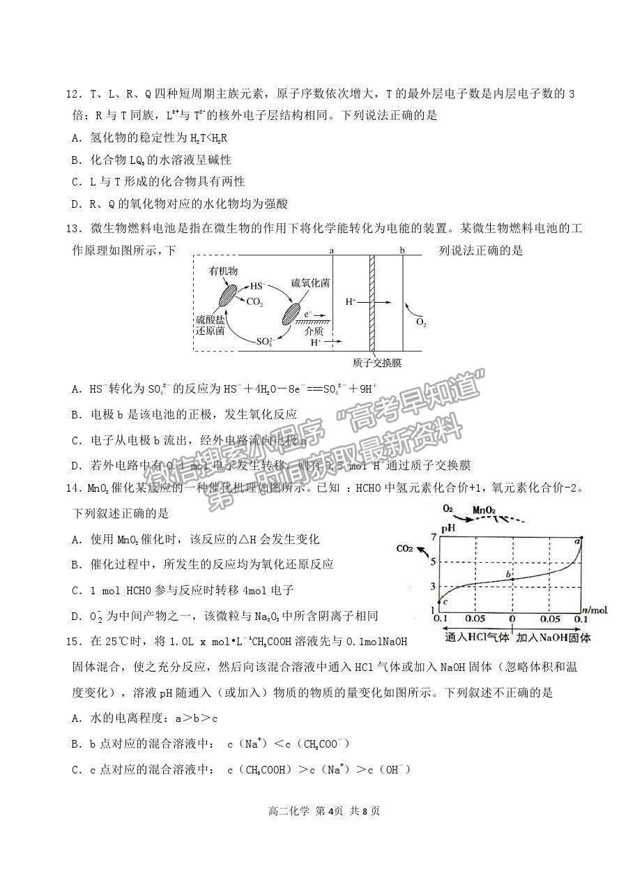 2021汕頭市潮陽(yáng)區(qū)高二上學(xué)期期末考試化學(xué)試題及參考答案