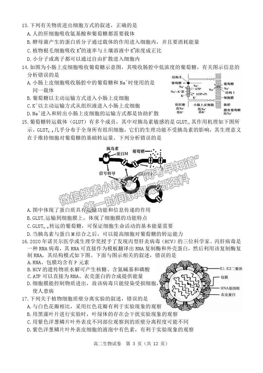 2021黑龍江省齊齊哈爾市高二下學期期末考試生物試題及參考答案