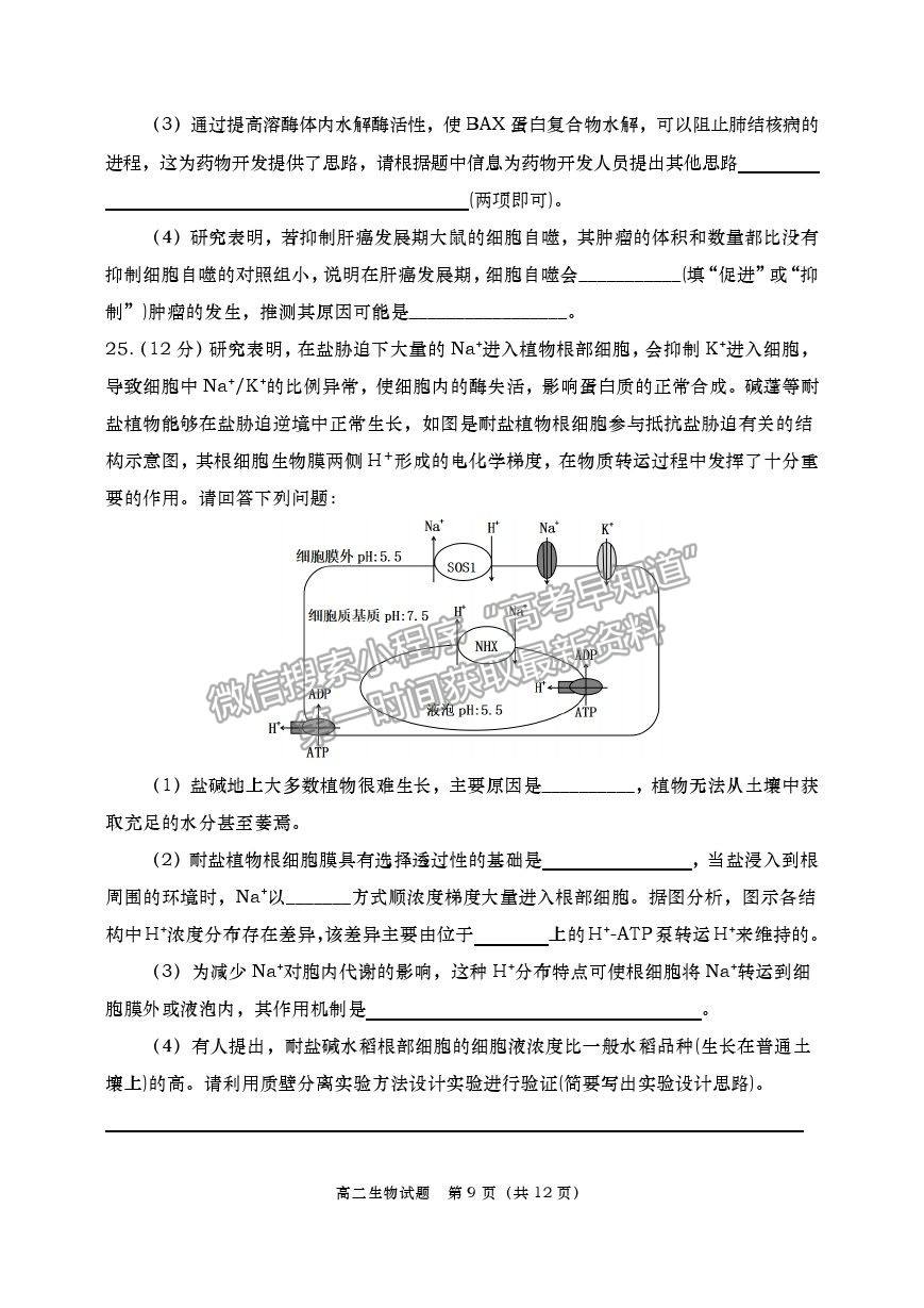 2021山東省青島（膠州市、黃島區(qū)、平度區(qū)、城陽區(qū)）高二下學期期末考試生物試題及參考答案