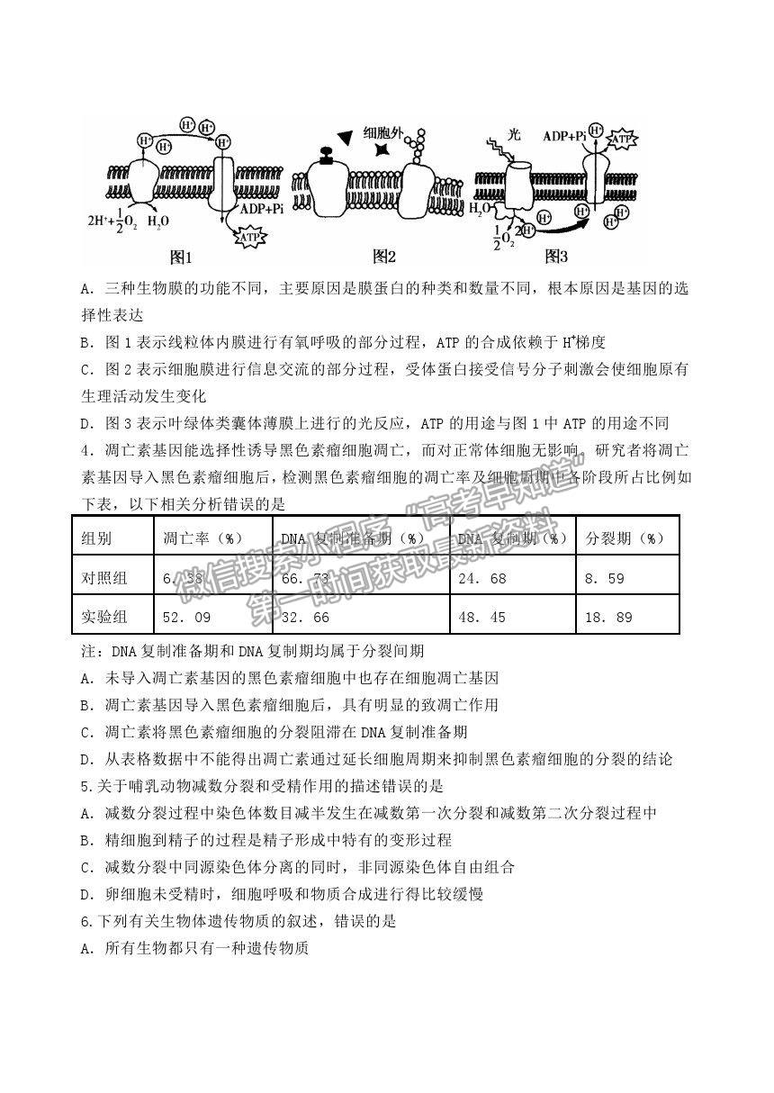 2021河北省五校聯(lián)盟高二下學(xué)期期末（新高三）摸底考試生物試卷及答案