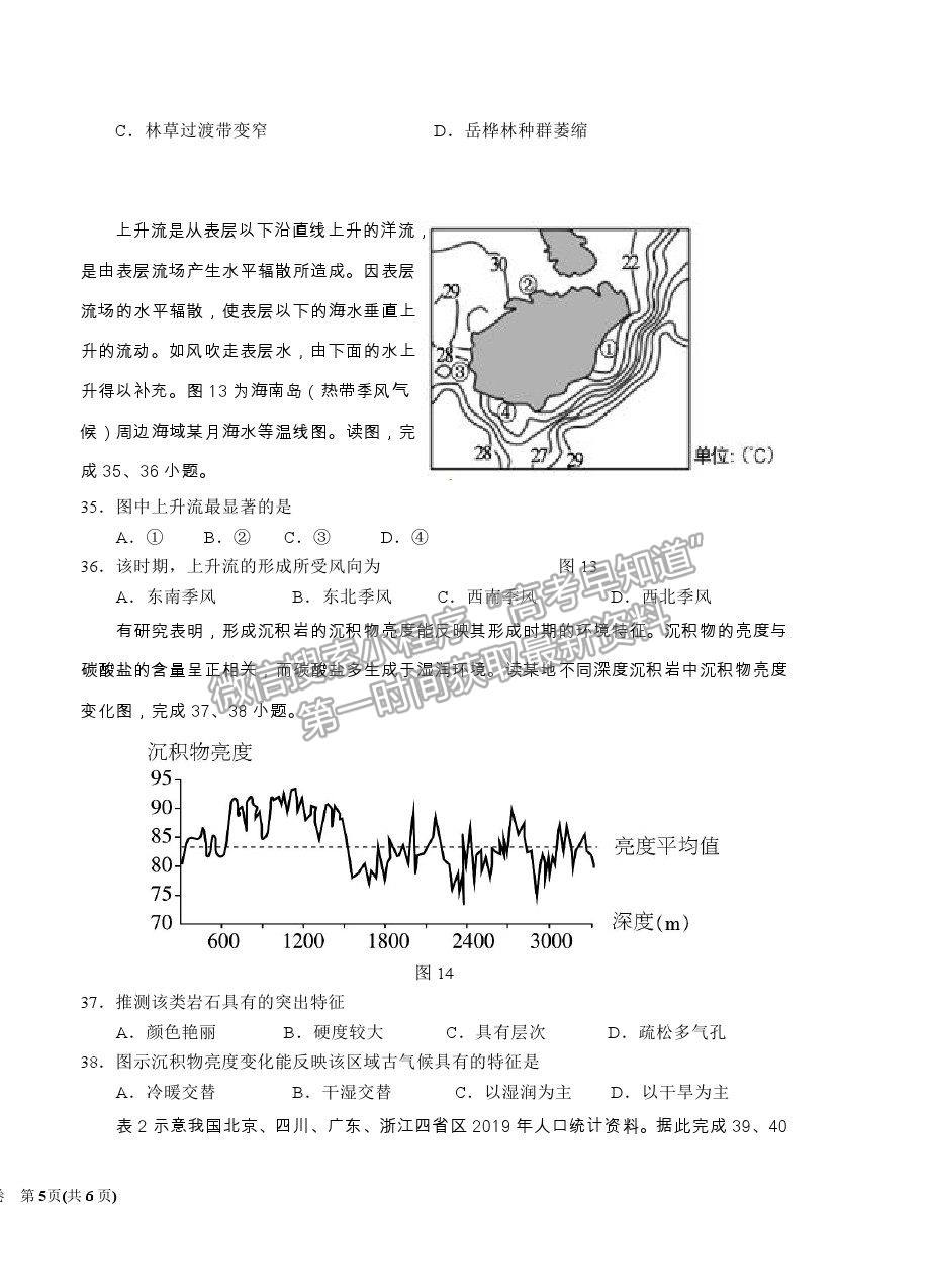 2021銀川一中高二下學(xué)期期末考試地理試卷及答案