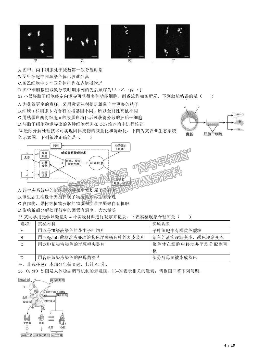 2020江蘇卷高考真題生物試卷及參考答案