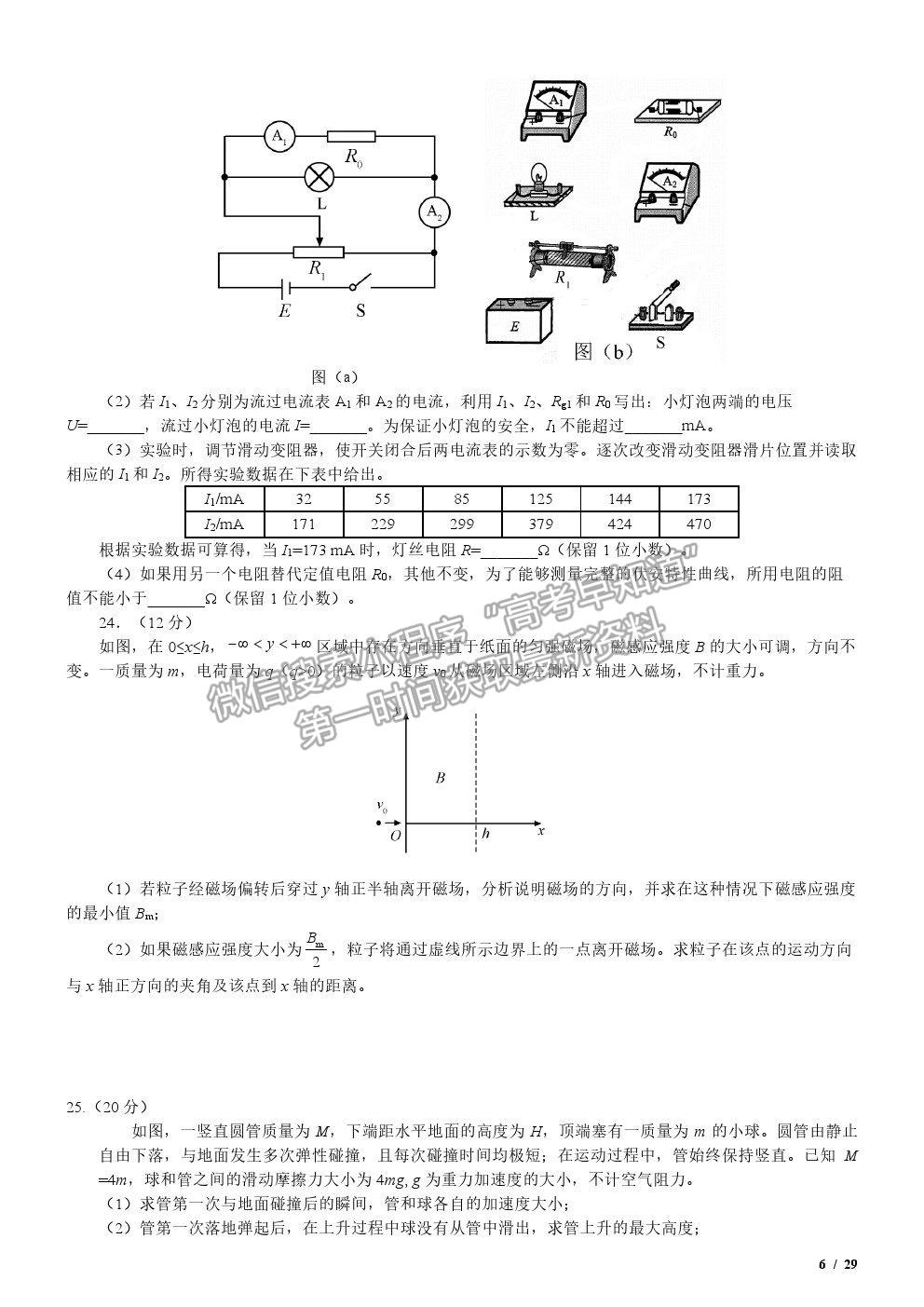 2020全國(guó)Ⅱ卷高考真題理綜試卷及參考答案