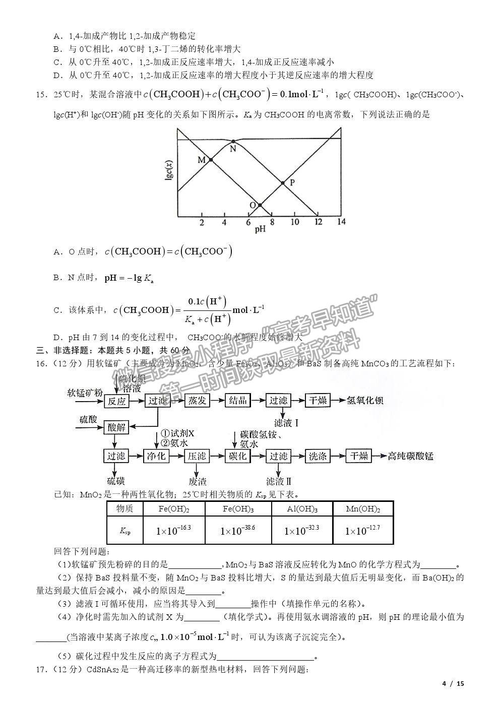 2020新高考I卷真題化學(xué)試卷及參考答案