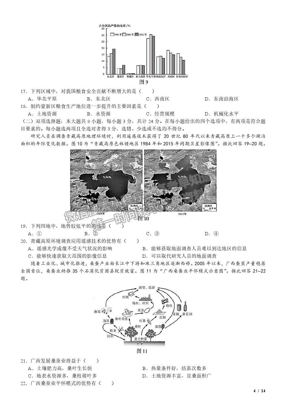 2020江蘇卷高考真題地理試卷及參考答案