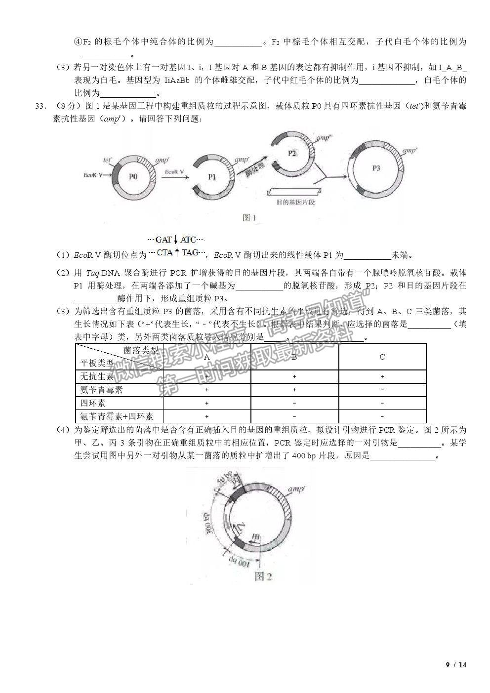 2019江蘇卷高考真題生物試卷及參考答案