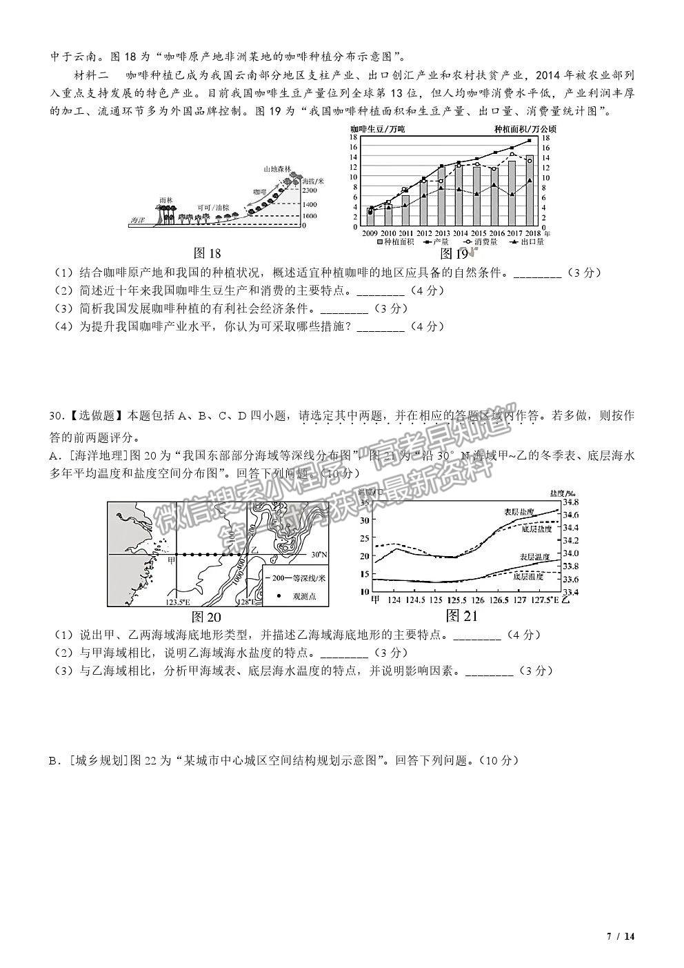 2020江蘇卷高考真題地理試卷及參考答案