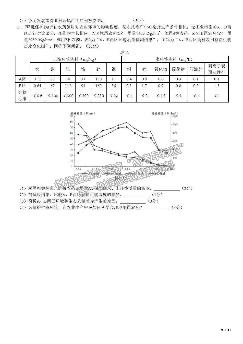 2019江蘇卷高考真題地理試卷及參考答案