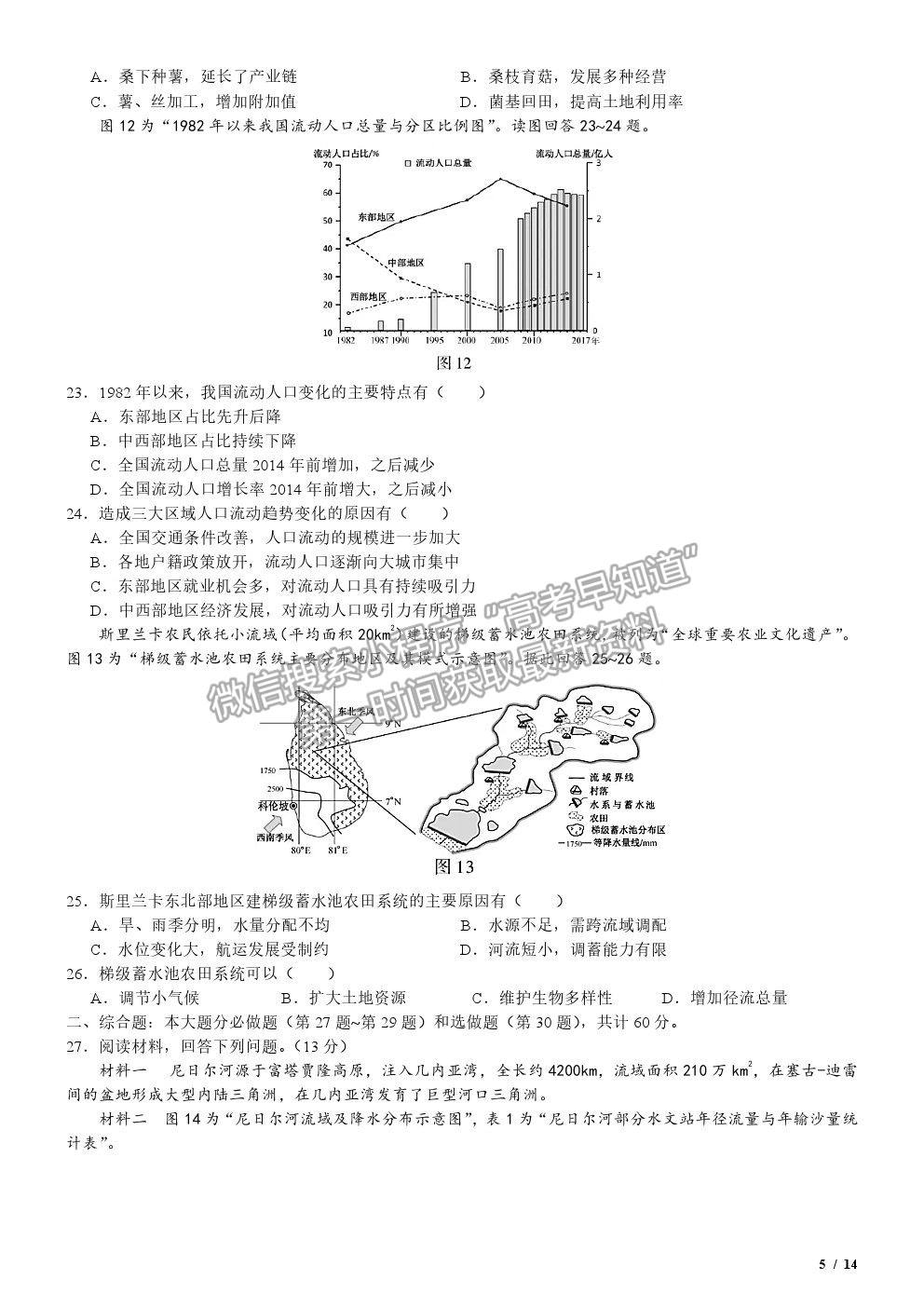 2020江蘇卷高考真題地理試卷及參考答案