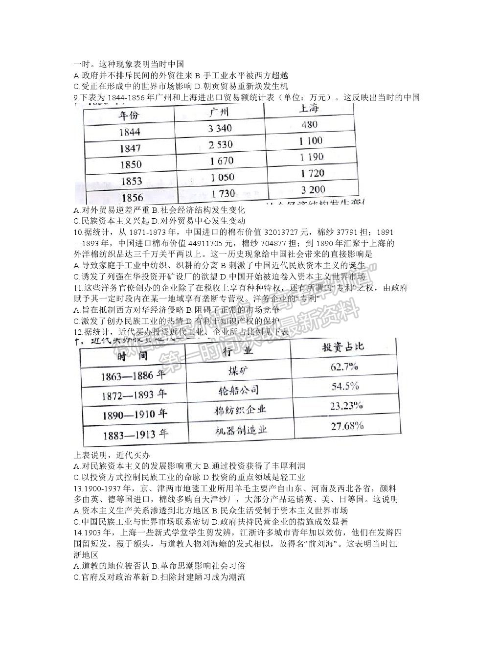 2021河南省南陽市高一下學(xué)期期末質(zhì)量評估歷史試卷及答案