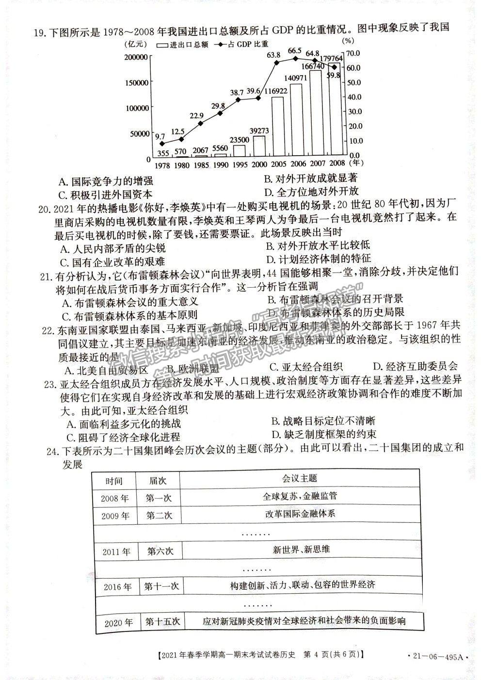 2021貴州省黔西南州高一下學(xué)期期末檢測歷史試卷及答案