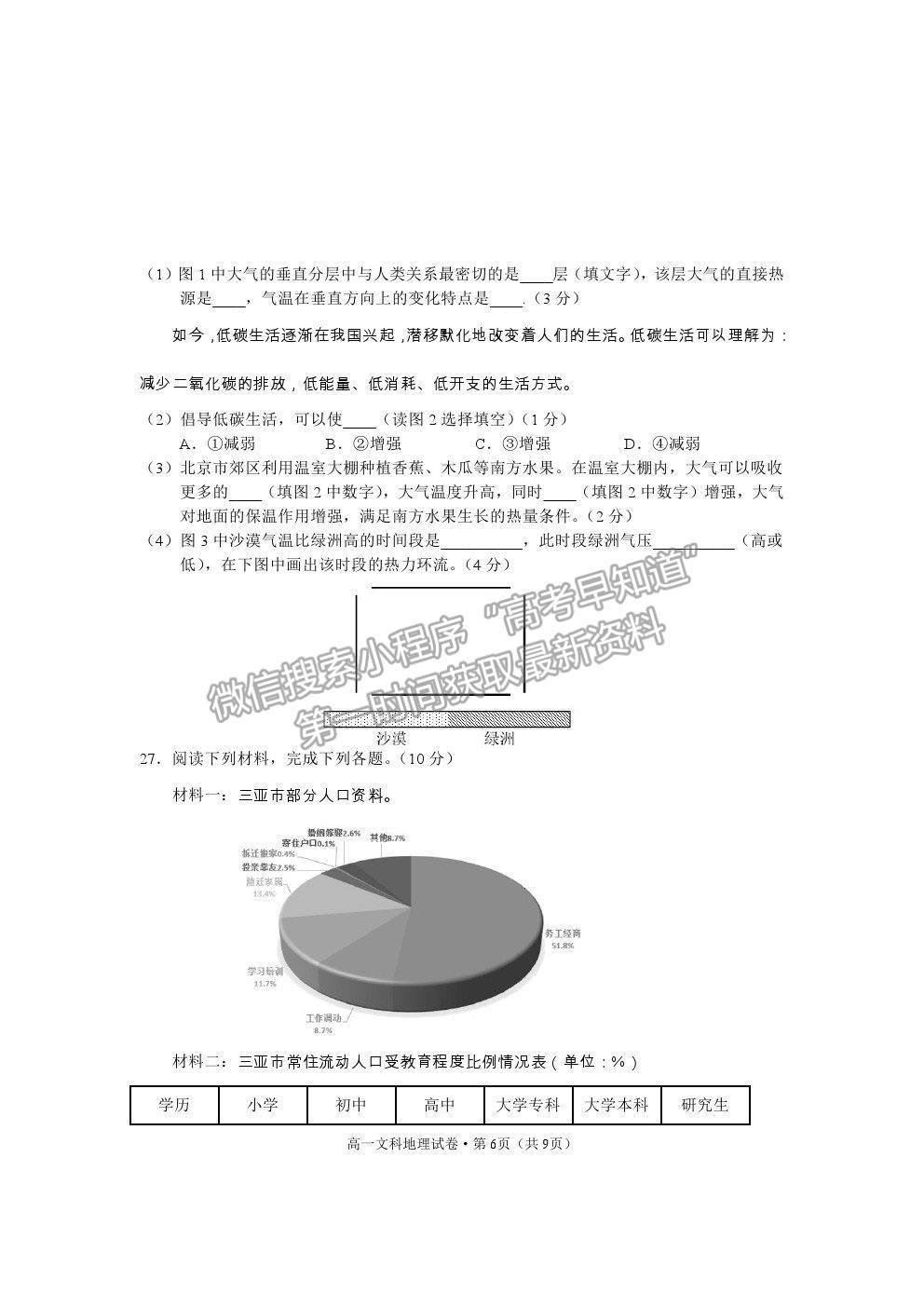 2021云南省麗江市高一下學(xué)期期末教學(xué)質(zhì)量監(jiān)測地理試卷及答案