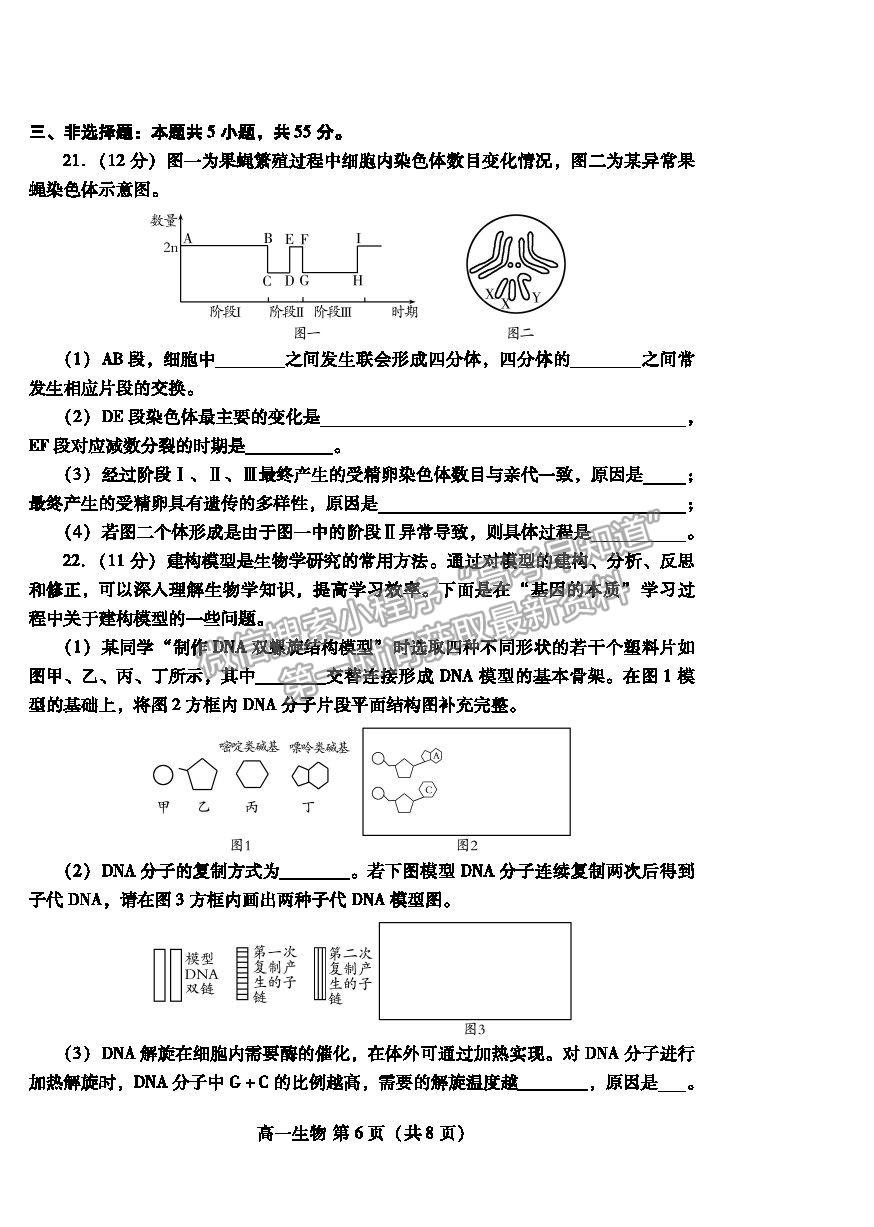 2021濰坊市高一下學(xué)期期末考試生物試卷及答案