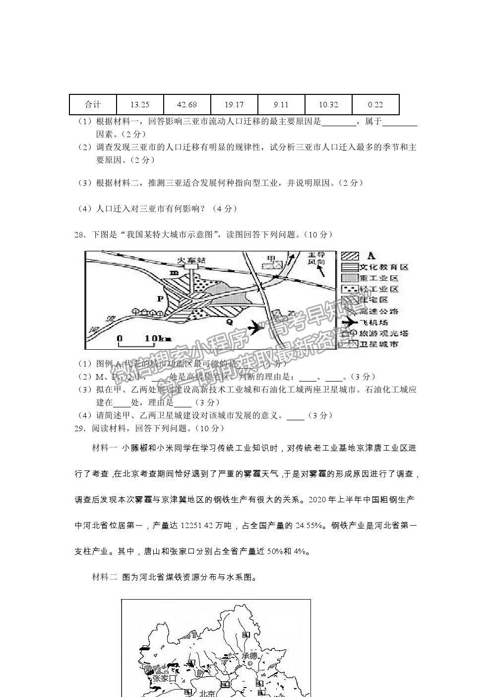 2021云南省麗江市高一下學(xué)期期末教學(xué)質(zhì)量監(jiān)測地理試卷及答案