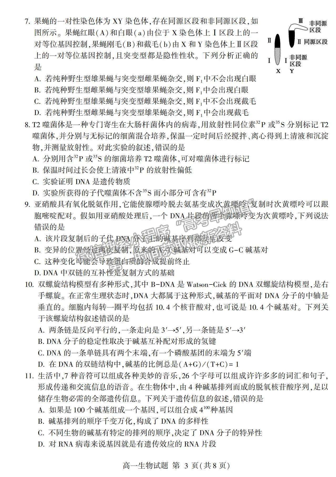 2021山東省臨沂市蘭山區(qū)、蘭陵縣高一下學(xué)期期中考試生物試卷及答案